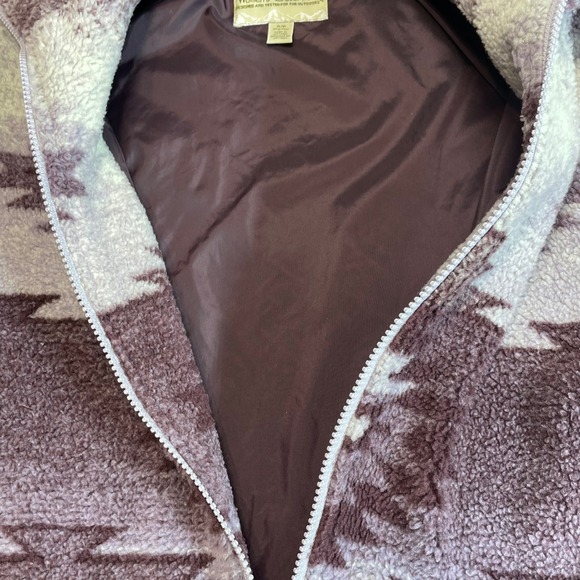 Cabelas Outerwear Purple Fleece Zip Up Southwestern Aztec Print Jacket Size S - Picture 6 of 11